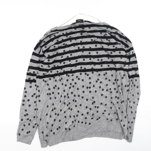 Fransa Womens Grey Striped Viscose Pullover Sweatshirt Size M