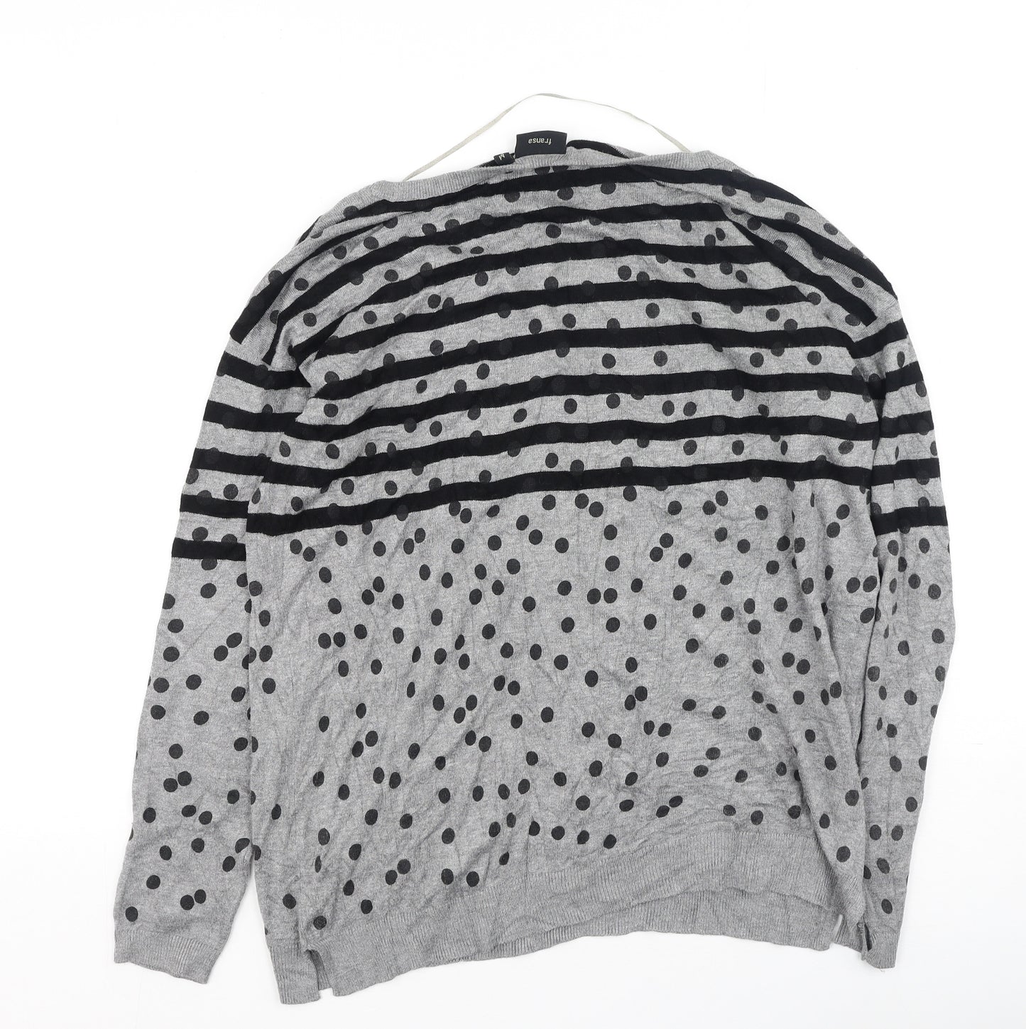 Fransa Womens Grey Striped Viscose Pullover Sweatshirt Size M