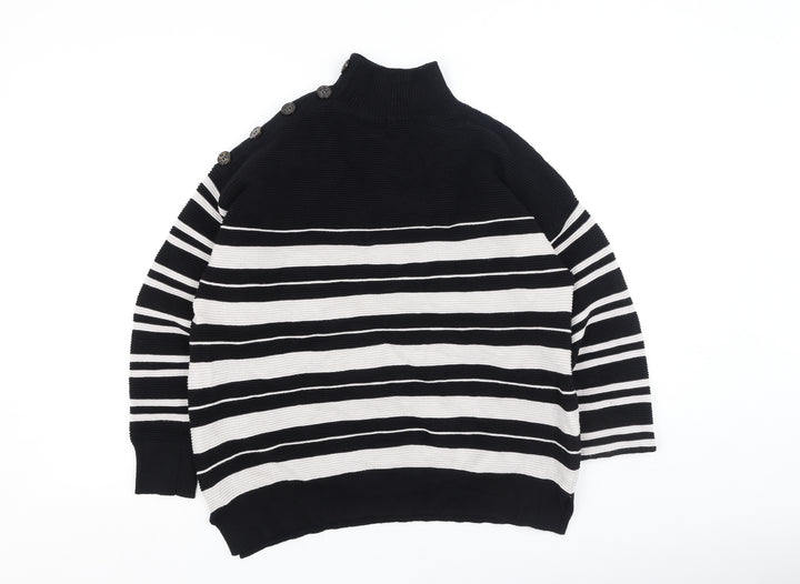 M&Co Womens Black Striped Viscose Pullover Sweatshirt Size 14
