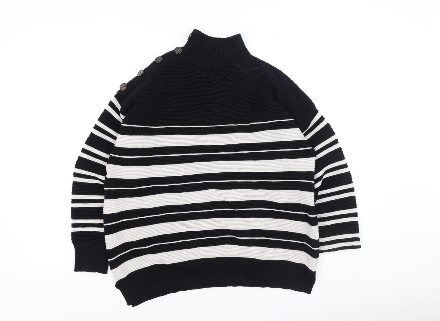 M&Co Womens Black Striped Viscose Pullover Sweatshirt Size 14