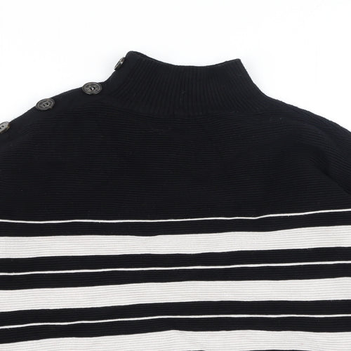 M&Co Womens Black Striped Viscose Pullover Sweatshirt Size 14