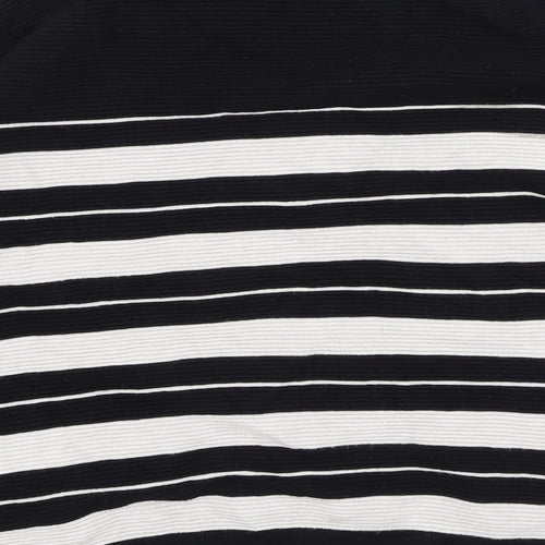 M&Co Womens Black Striped Viscose Pullover Sweatshirt Size 14