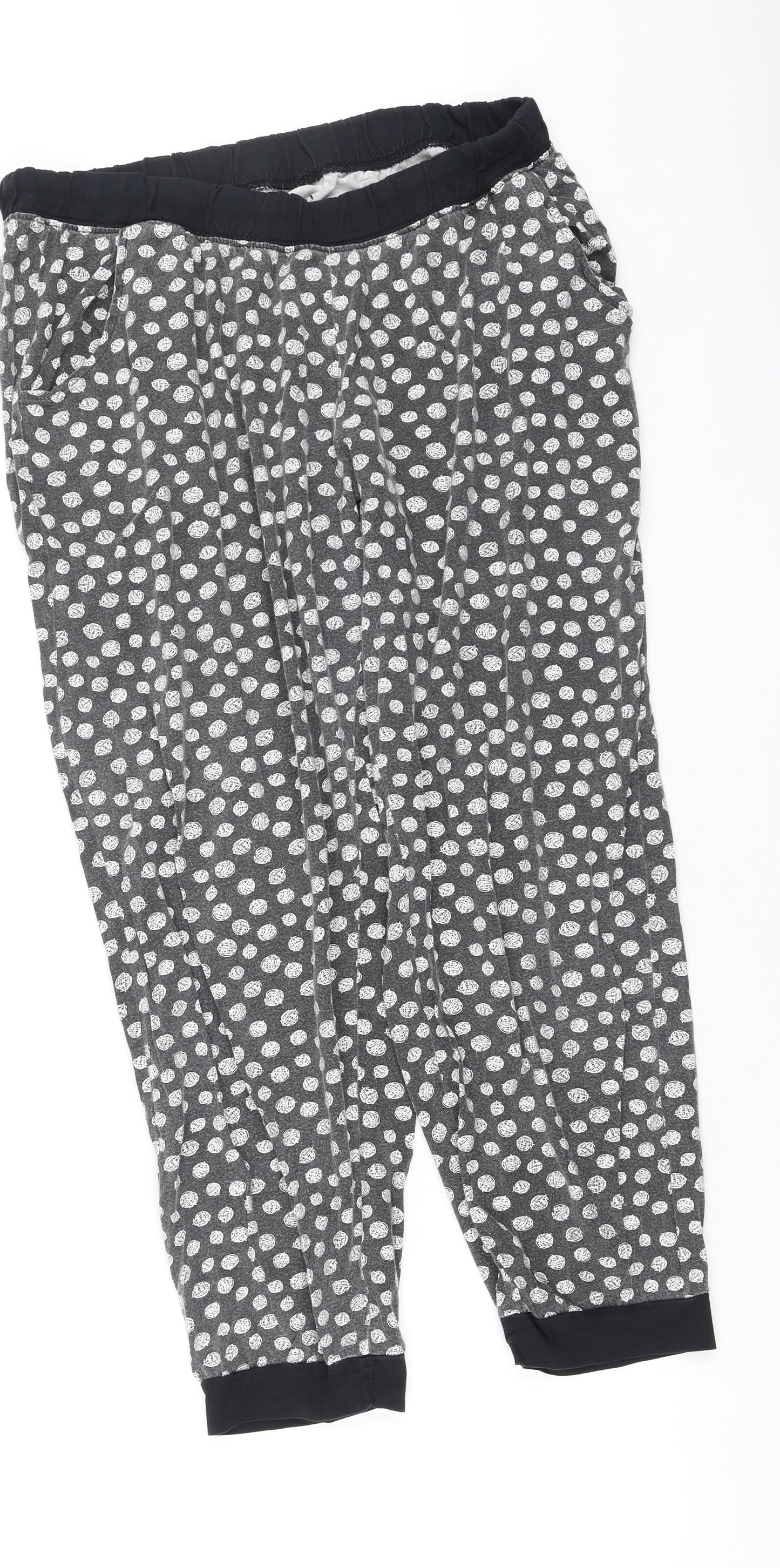 BPC Womens Black Polka Dot Cotton Jogger Trousers Size L L25 in Regular