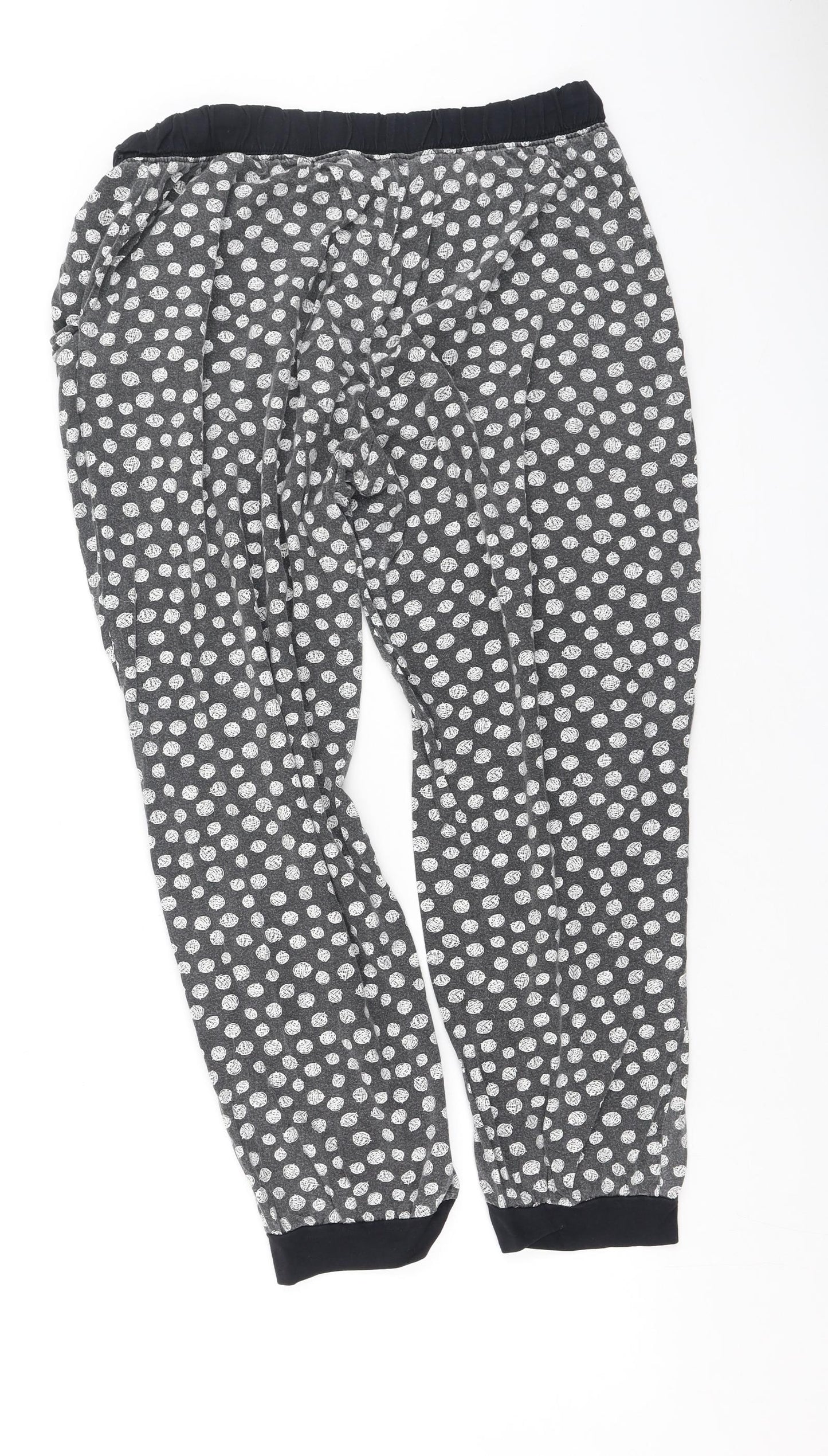BPC Womens Black Polka Dot Cotton Jogger Trousers Size L L25 in Regular