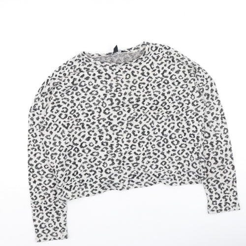 New Look Womens Beige Animal Print Polyester Pullover Sweatshirt Size M
