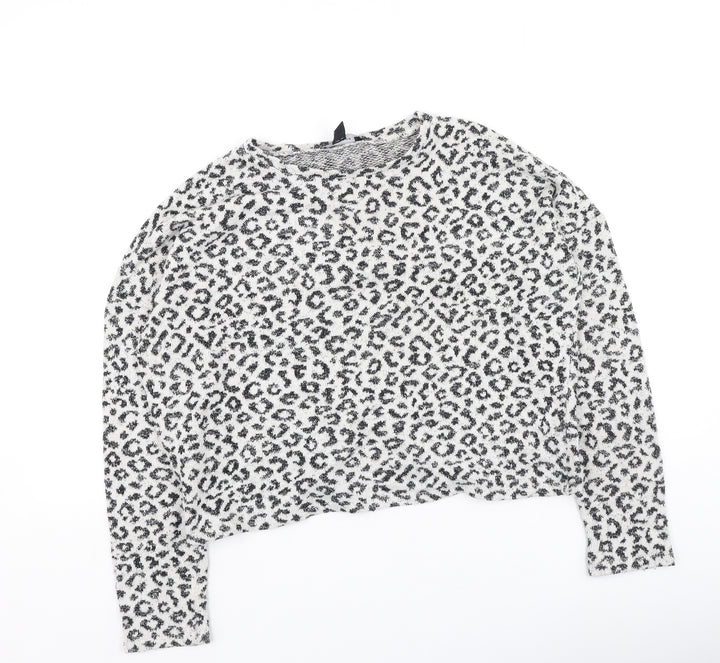 New Look Womens Beige Animal Print Polyester Pullover Sweatshirt Size M
