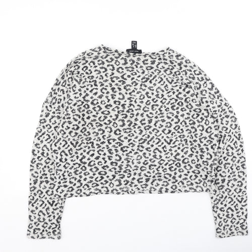 New Look Womens Beige Animal Print Polyester Pullover Sweatshirt Size M