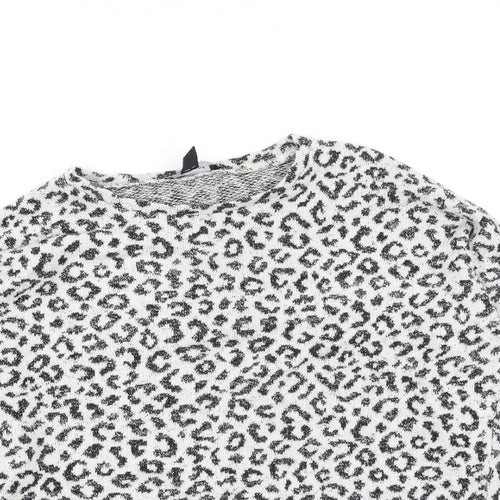 New Look Womens Beige Animal Print Polyester Pullover Sweatshirt Size M