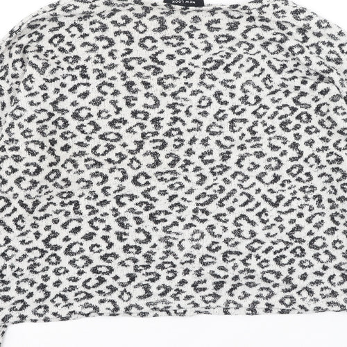 New Look Womens Beige Animal Print Polyester Pullover Sweatshirt Size M