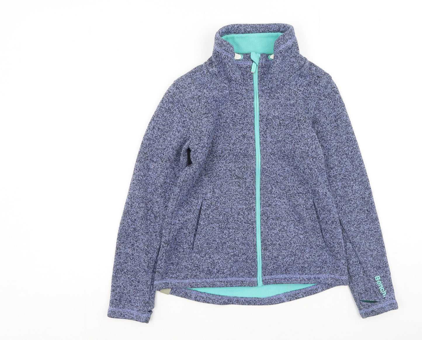 Bench Girls Blue High Neck  Polyester Full Zip Jumper Size 9-10 Years