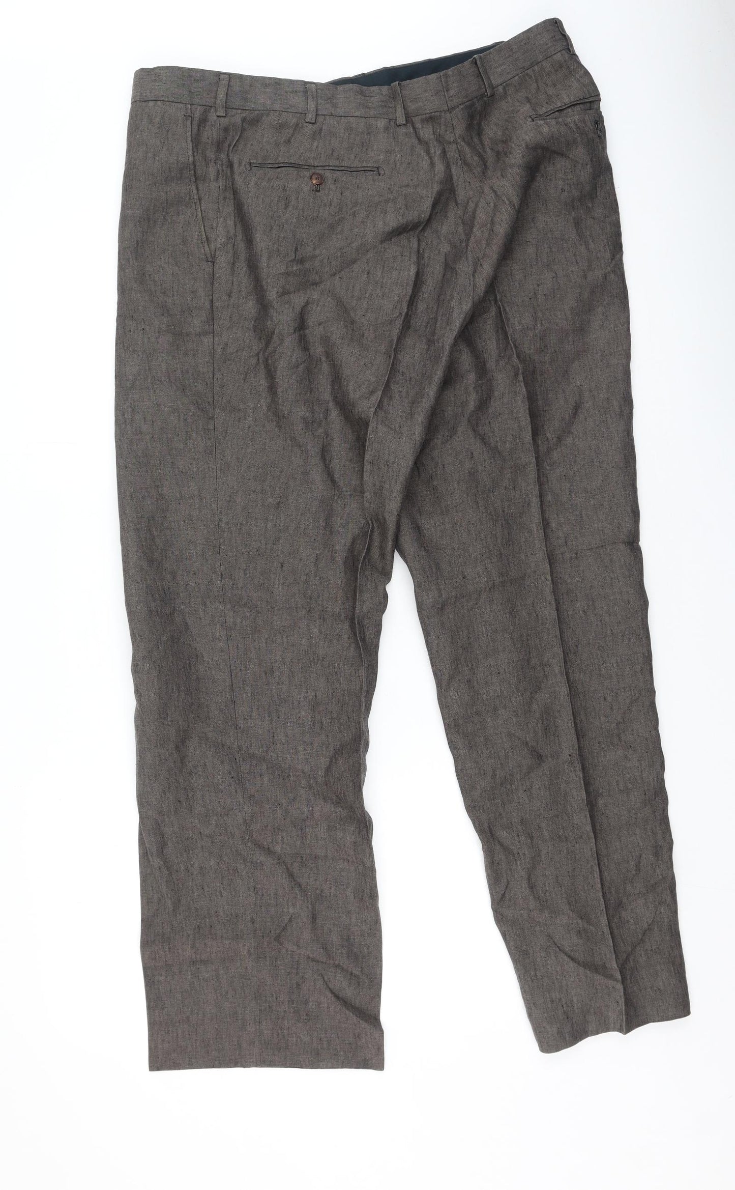 Jaeger Mens Brown  Linen Trousers  Size 40 L34 in Regular