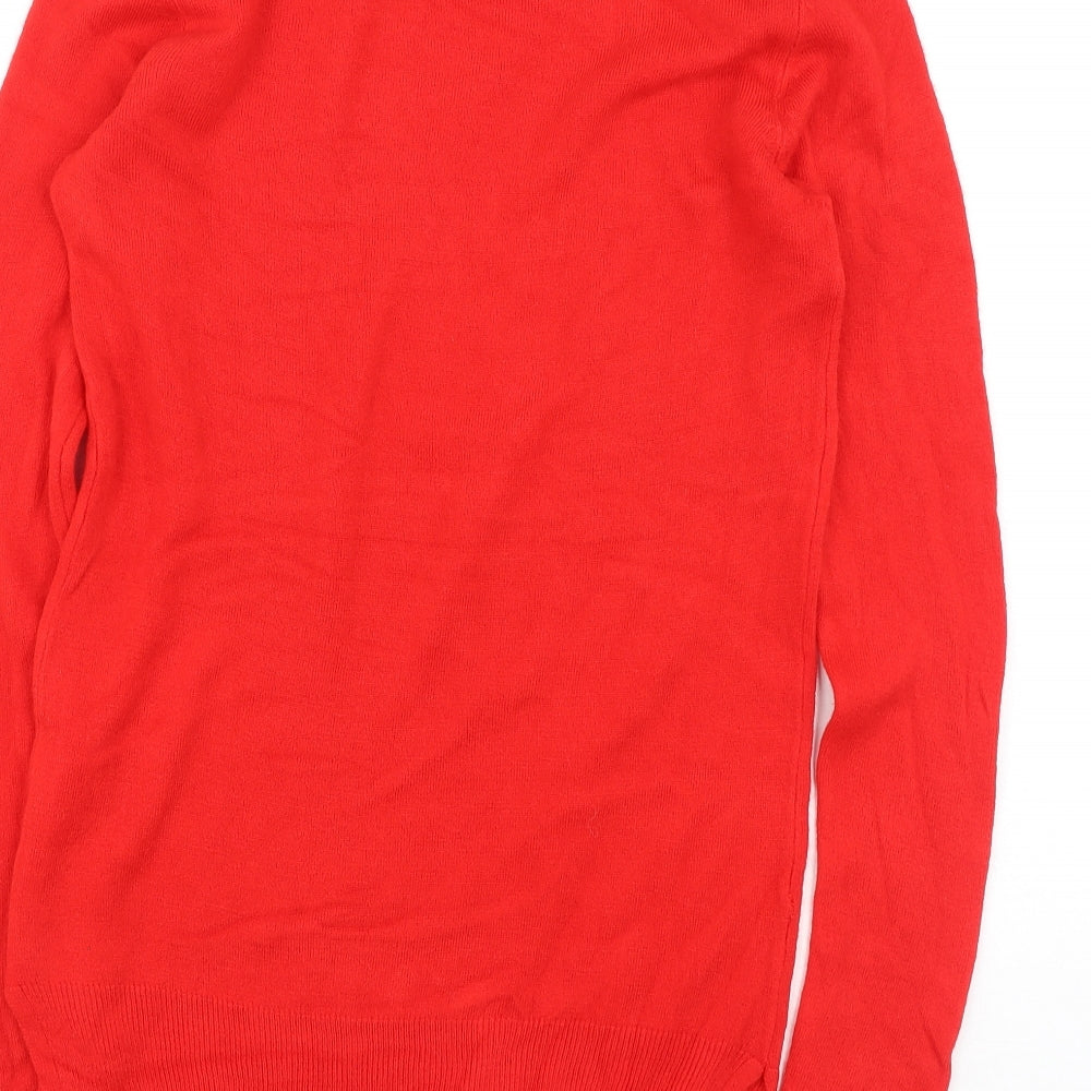 Cashel Womens Red High Neck  Acrylic Pullover Jumper Size S