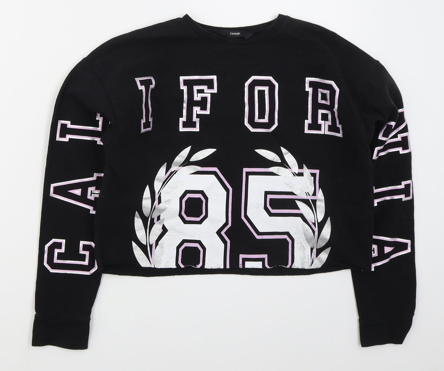 George Girls Black  Cotton Pullover Sweatshirt Size 12-13 Years  Pullover - California