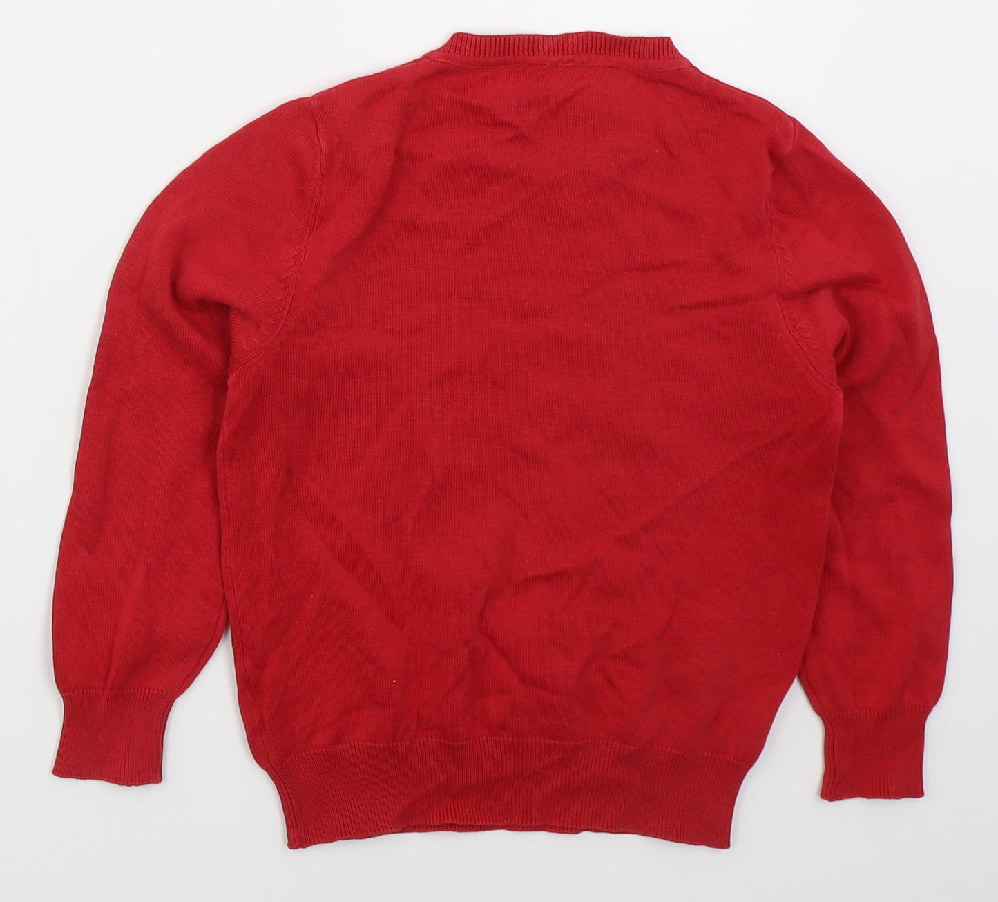 George Boys Red V-Neck  Cotton Pullover Jumper Size 5-6 Years  Pullover