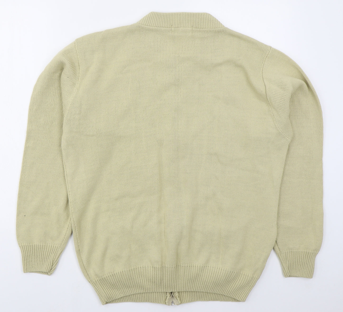 Carabou Mens Beige Crew Neck  Acrylic Full Zip Jumper Size M