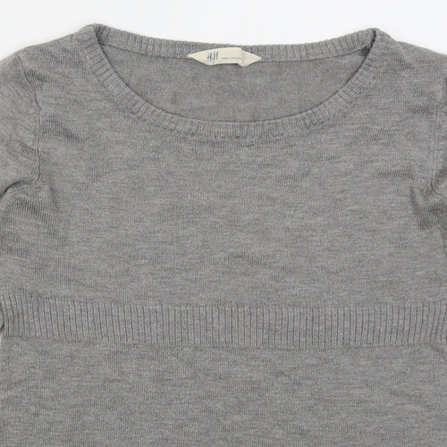 H&M Womens Grey Boat Neck  Acrylic Pullover Jumper Size S