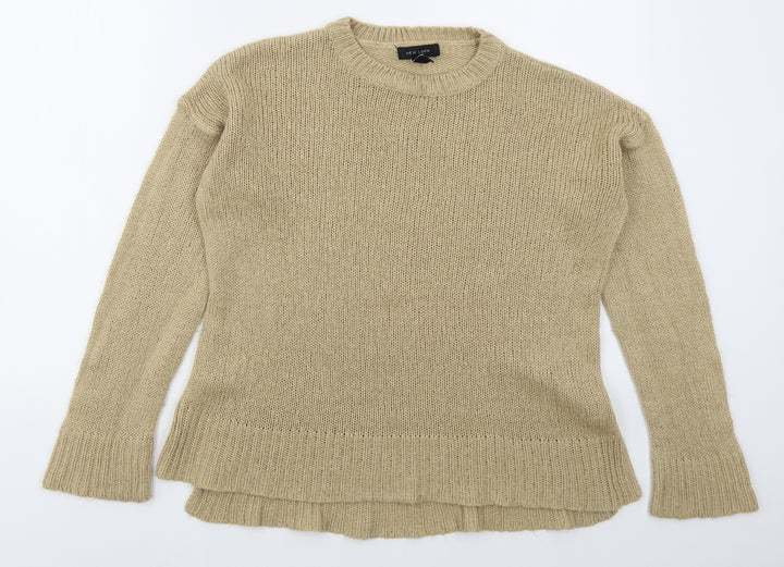 New Look Womens Beige Crew Neck  Acrylic Pullover Jumper Size S