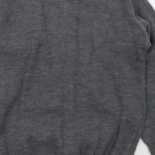 Premier Man Mens Grey V-Neck Geometric Acrylic Full Zip Jumper Size S