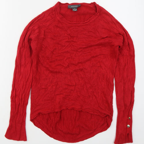 Primark Womens Red Crew Neck  Acrylic Pullover Jumper Size 6