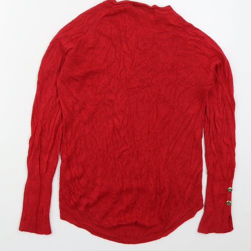 Primark Womens Red Crew Neck  Acrylic Pullover Jumper Size 6