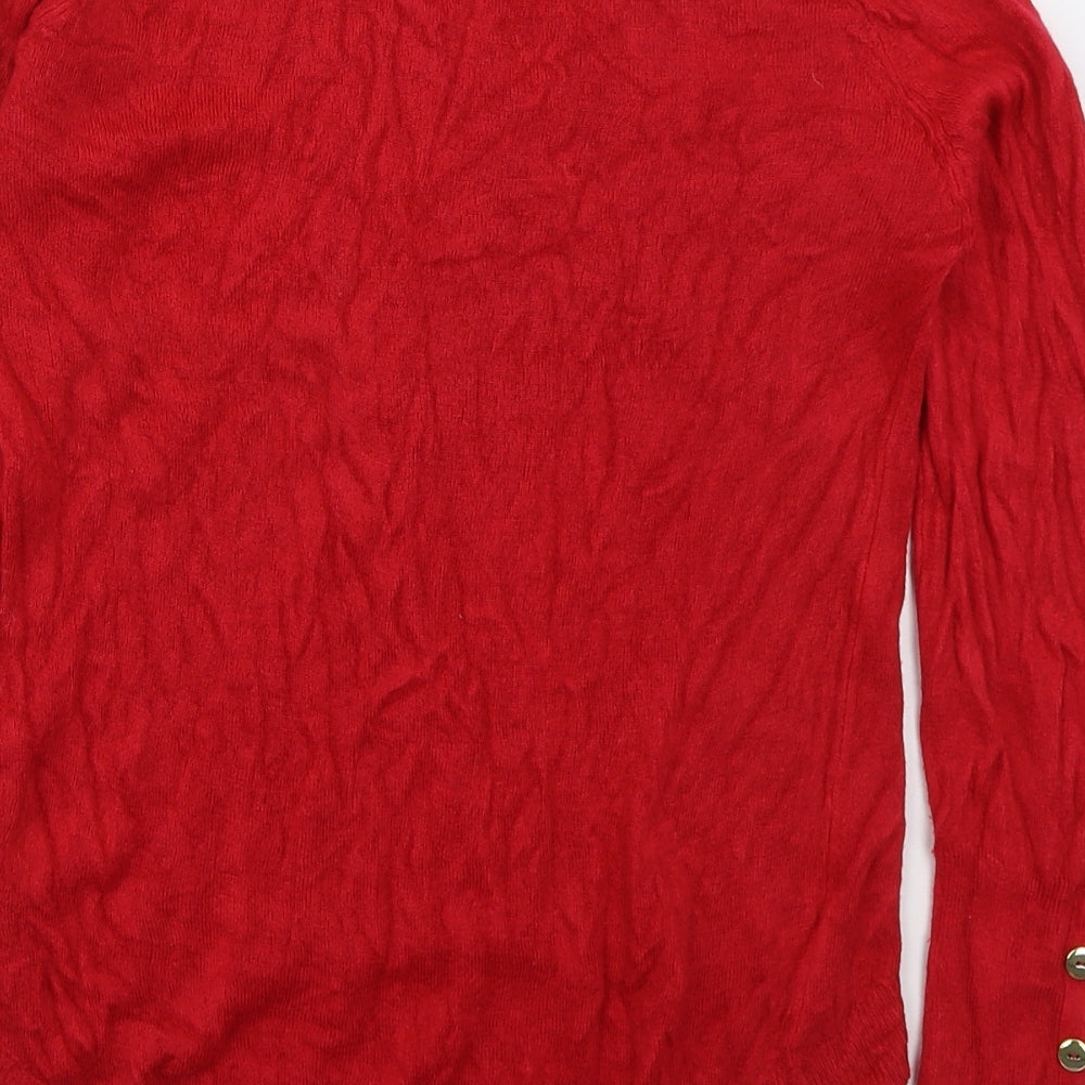 Primark Womens Red Crew Neck  Acrylic Pullover Jumper Size 6