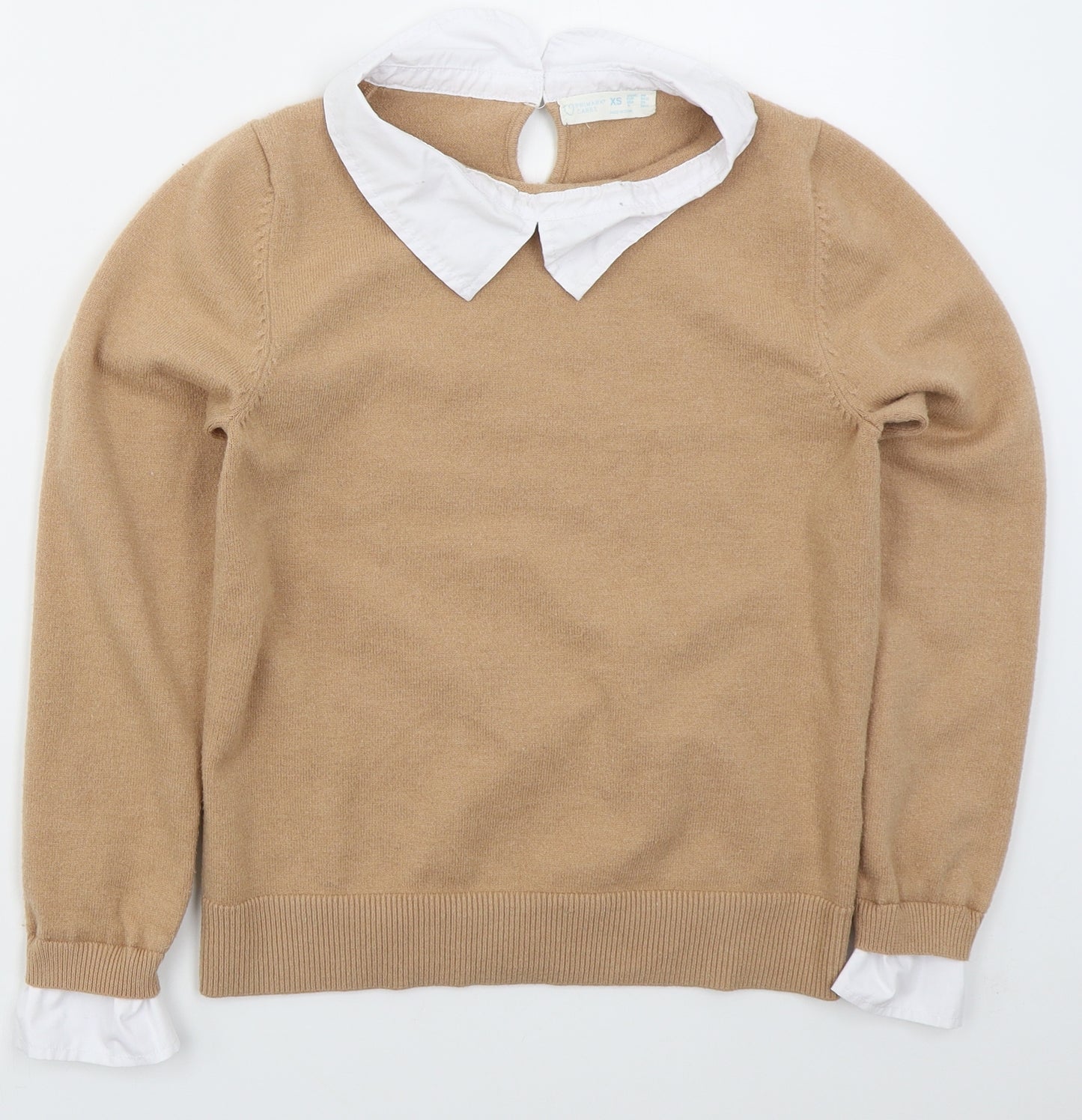 Primark Womens Beige Collared  Polyester Pullover Jumper Size 6