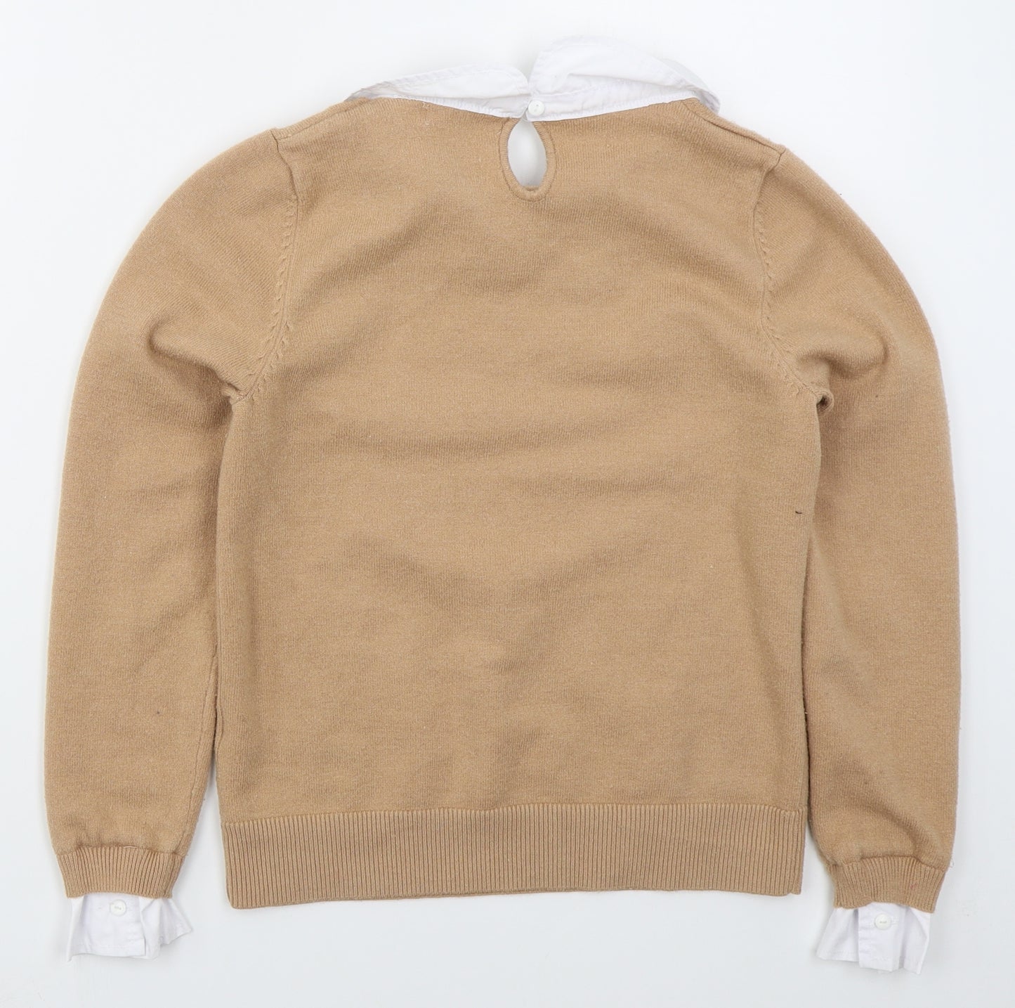 Primark Womens Beige Collared  Polyester Pullover Jumper Size 6