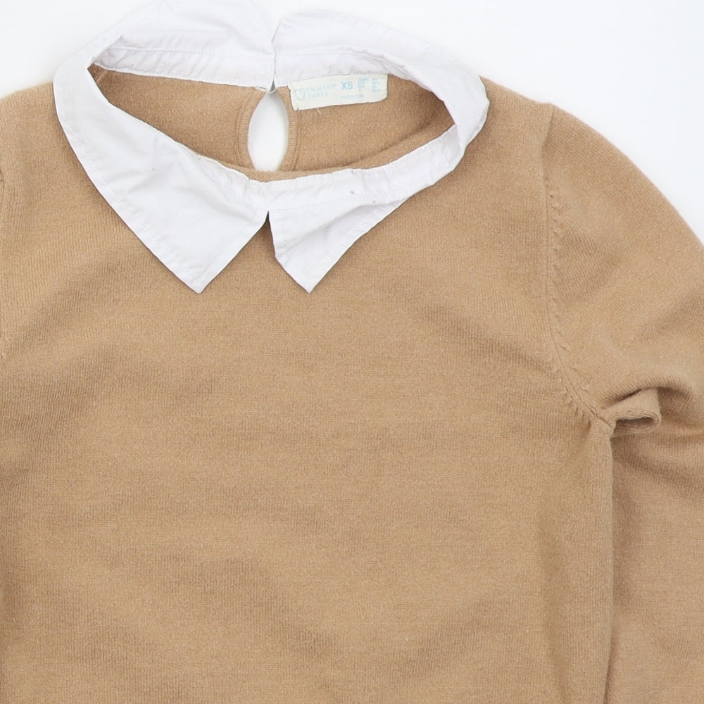 Primark Womens Beige Collared  Polyester Pullover Jumper Size 6