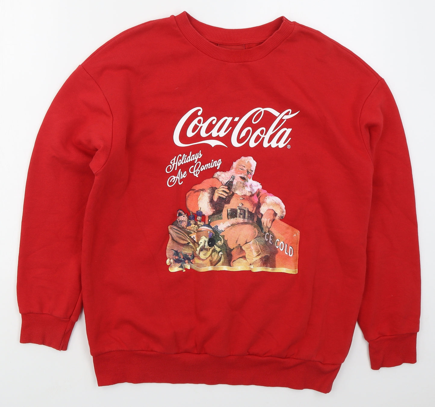 George Mens Red  Cotton Pullover Sweatshirt Size M   - Santa Claus Coca Cola