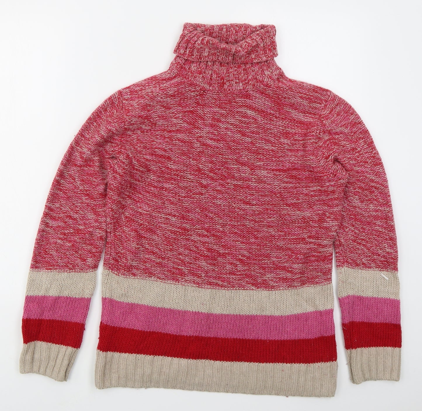 Cath Kidston Womens Pink Roll Neck Striped Viscose Pullover Jumper Size M