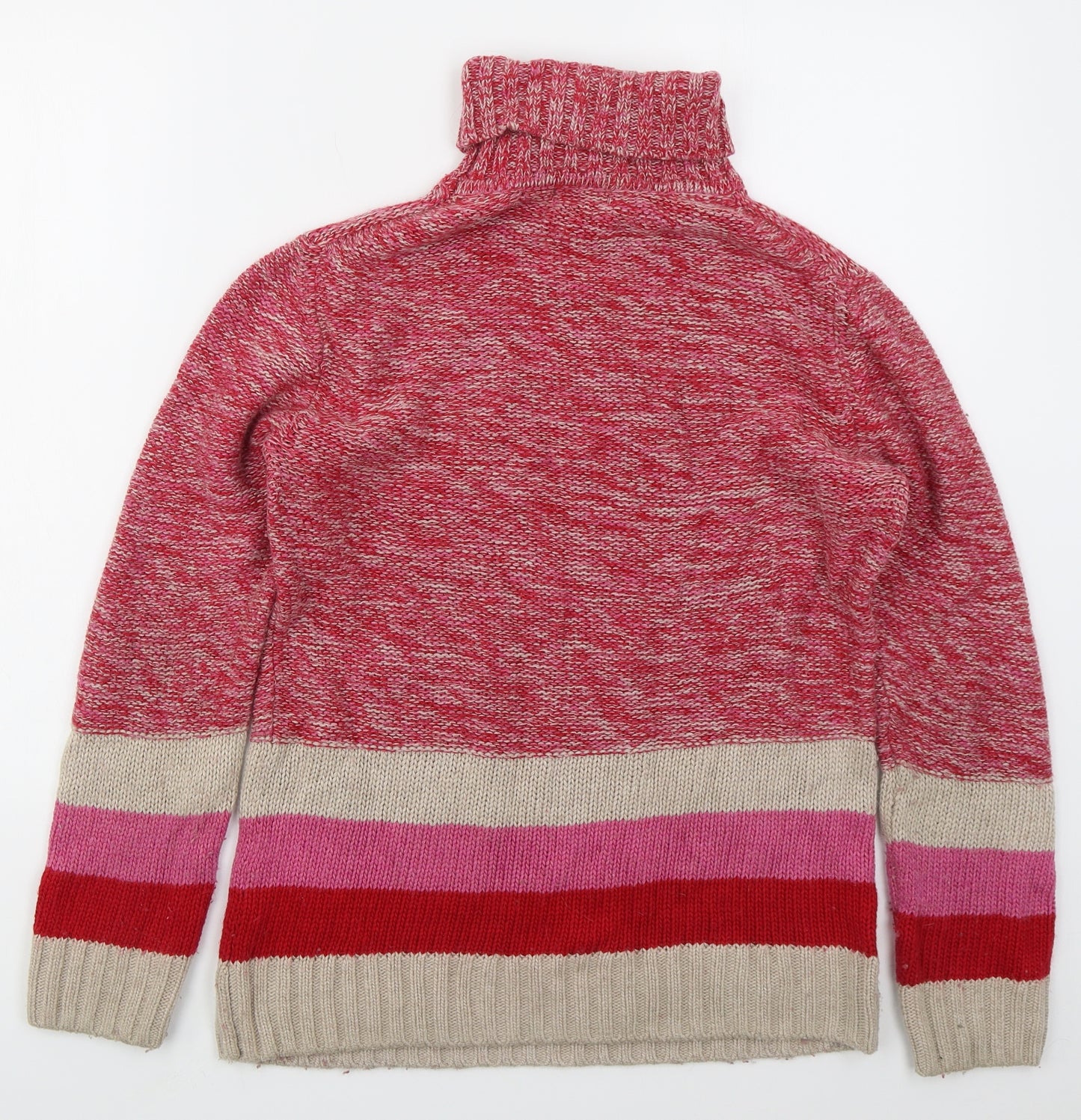 Cath Kidston Womens Pink Roll Neck Striped Viscose Pullover Jumper Size M