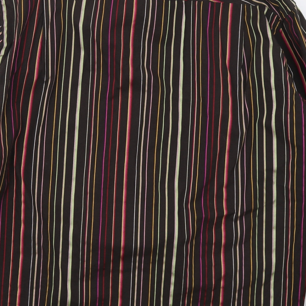 Thomas Nash Mens Brown Striped Cotton  Button-Up Size XL Collared Button