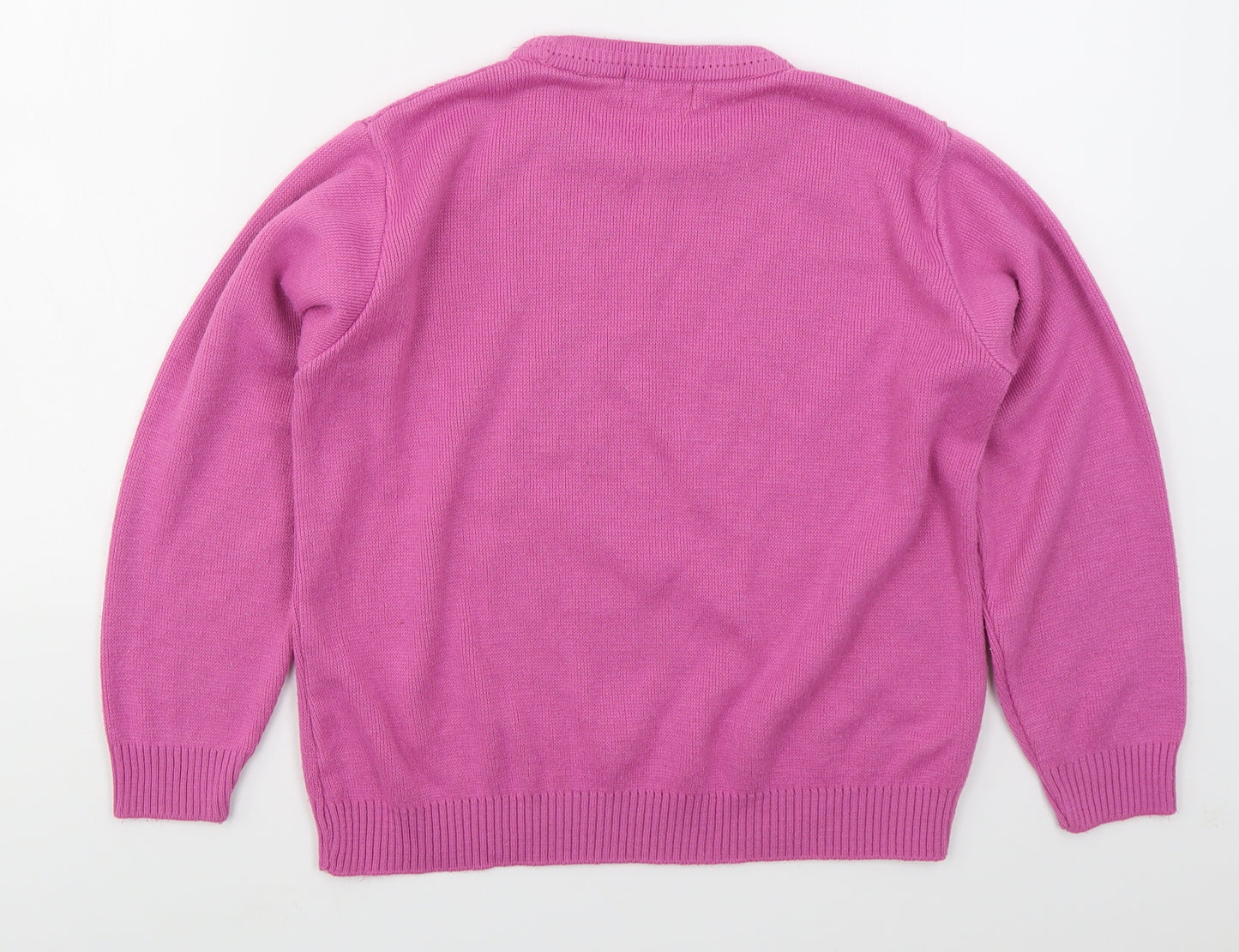 Merry Gold Womens Pink Crew Neck  Acrylic Pullover Jumper Size S   - Flowers