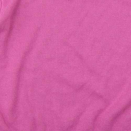 Merry Gold Womens Pink Crew Neck  Acrylic Pullover Jumper Size S   - Flowers