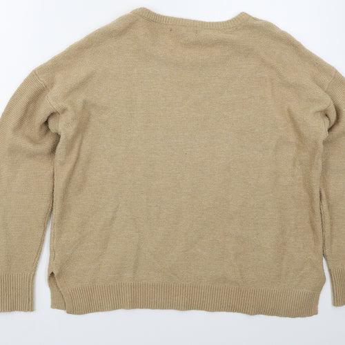 Primark Womens Beige Round Neck  Acrylic Pullover Jumper Size 12