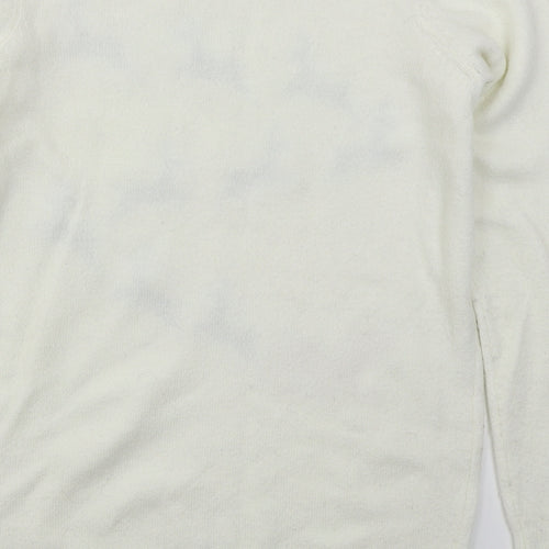 Dorothy Perkins Womens Ivory Crew Neck  Acrylic Pullover Jumper Size 12   - Reindeers Bells