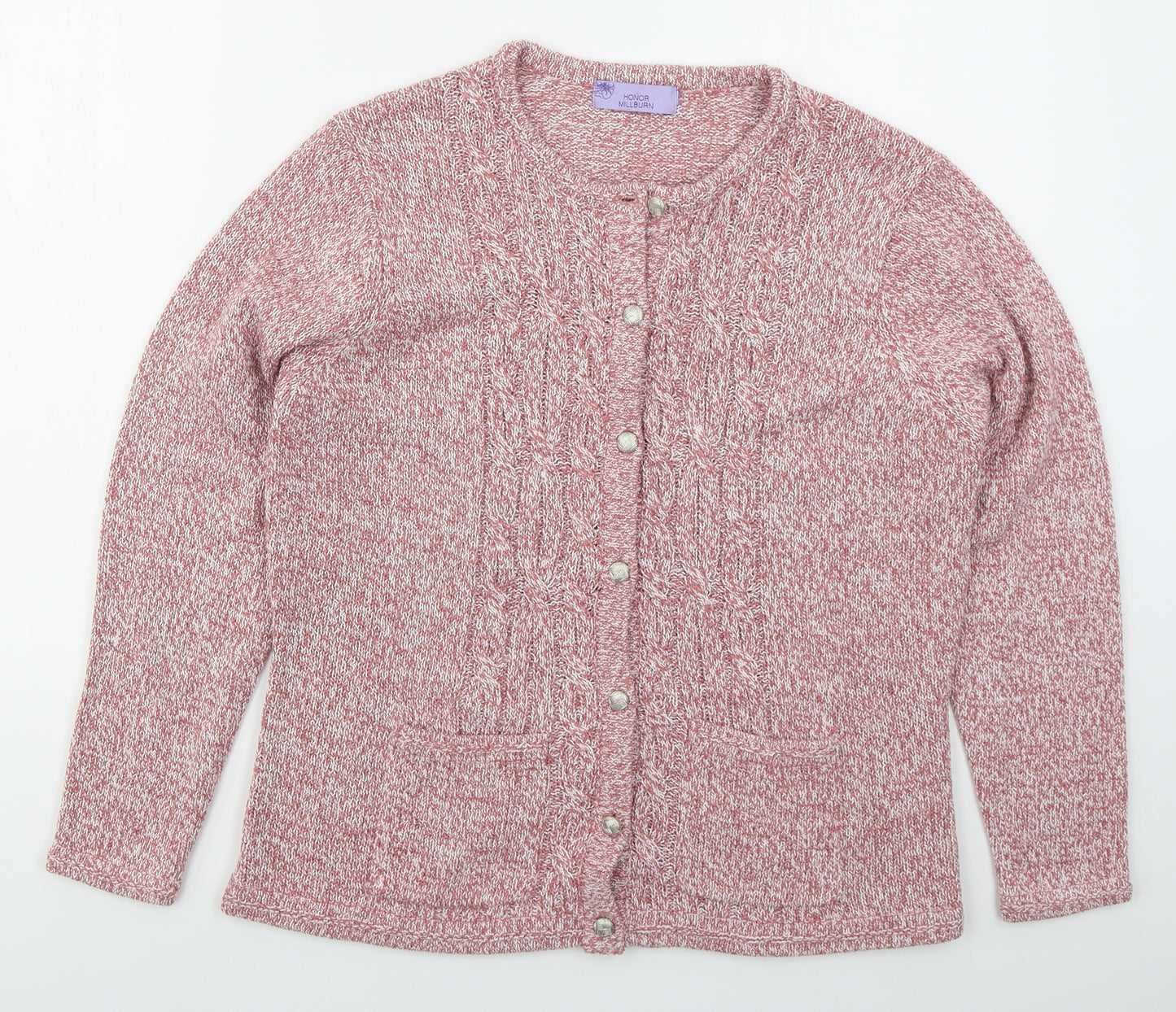 Honor Millburn Womens Pink Crew Neck  Acrylic Cardigan Jumper Size L