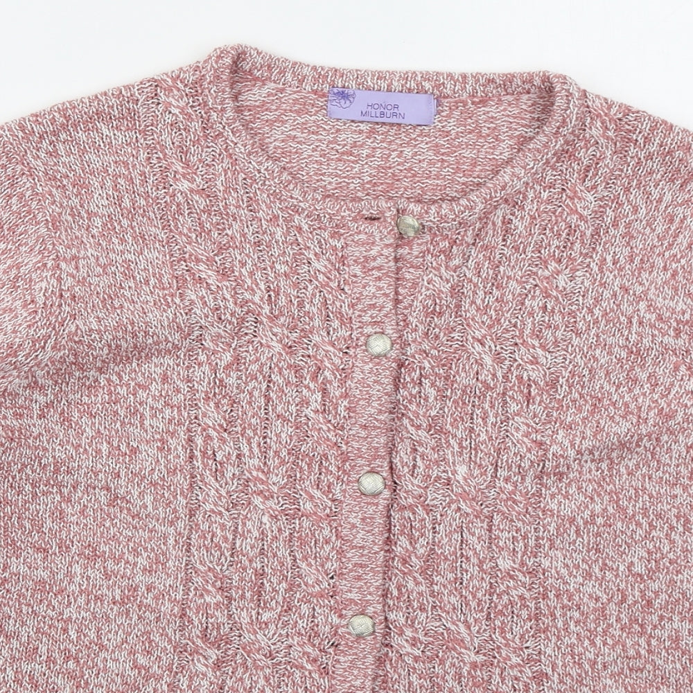 Honor Millburn Womens Pink Crew Neck  Acrylic Cardigan Jumper Size L