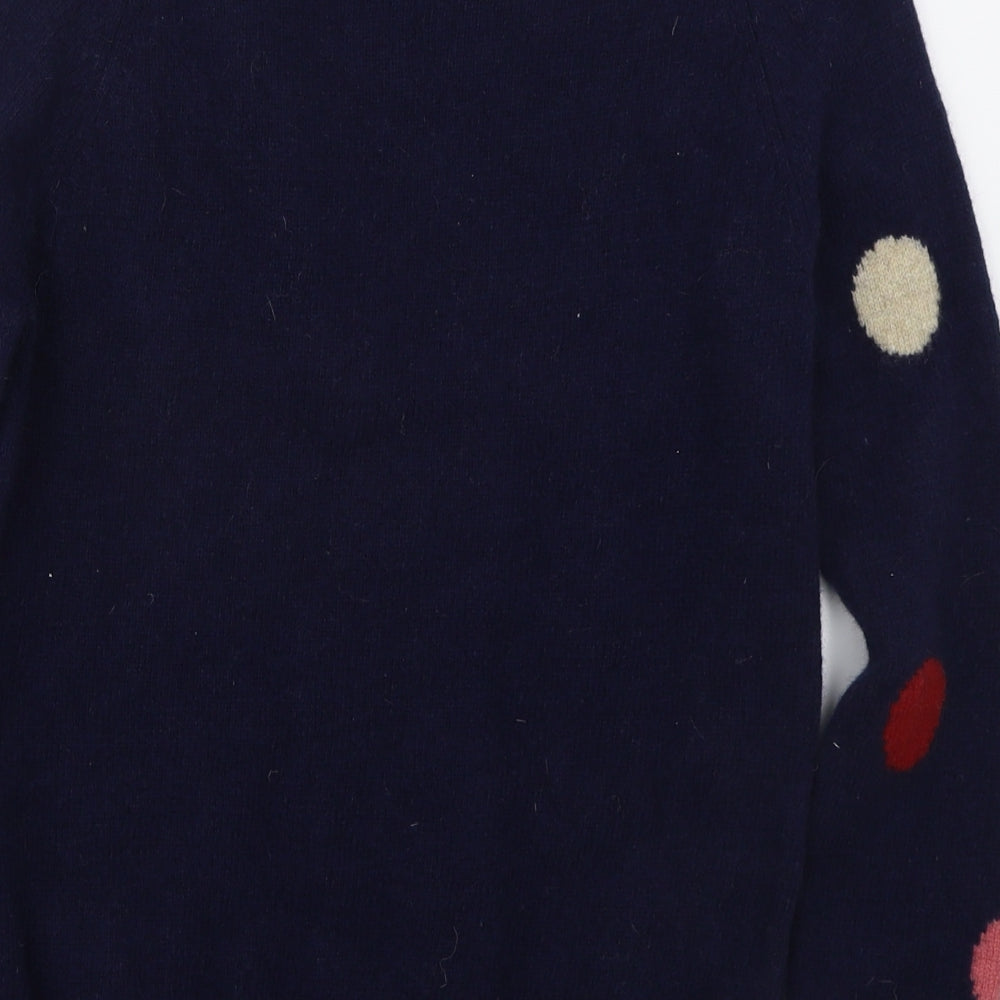 Arabella & Addison Womens Blue Crew Neck Polka Dot Wool Pullover Jumper Size 12