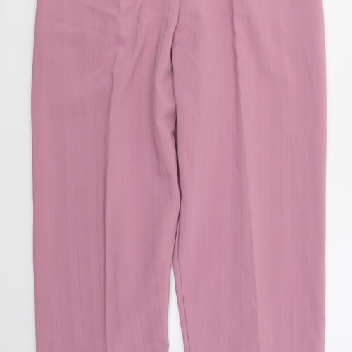 Preworn Womens Pink Striped Polyester Trousers  Size 8 L28 in Regular