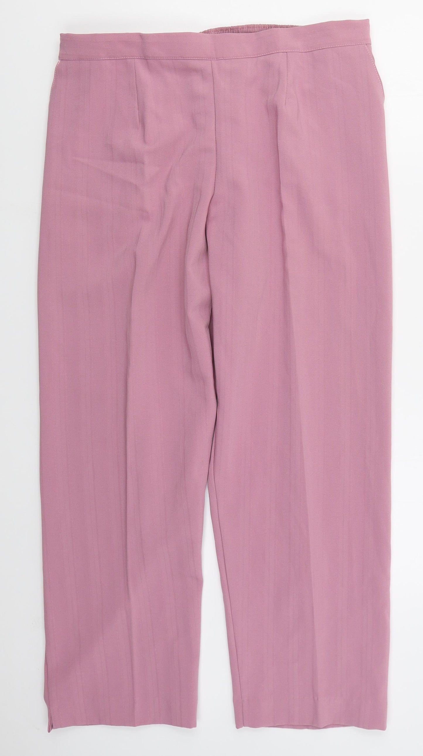 Preworn Womens Pink Striped Polyester Trousers  Size 8 L28 in Regular