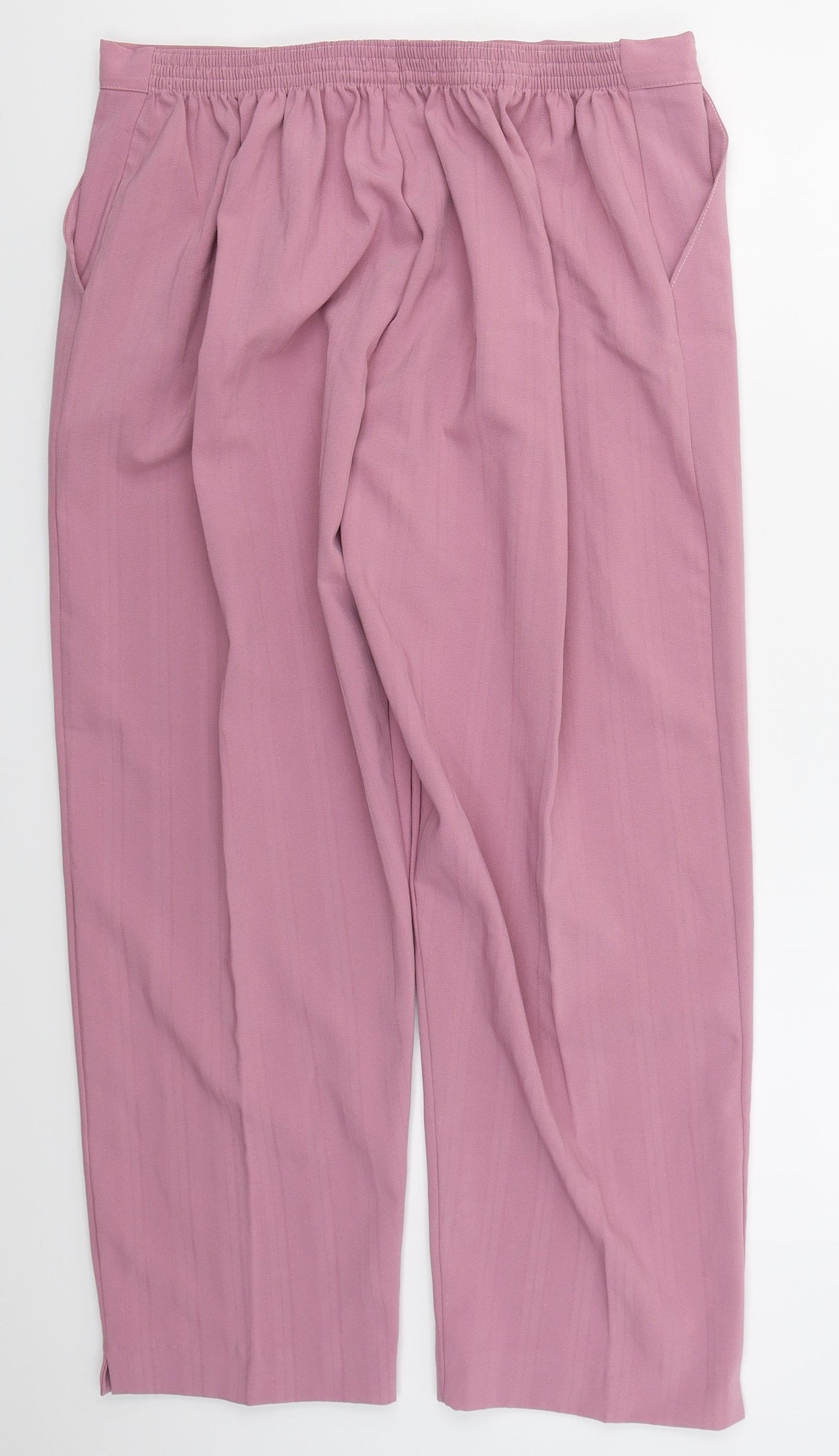 Preworn Womens Pink Striped Polyester Trousers  Size 8 L28 in Regular