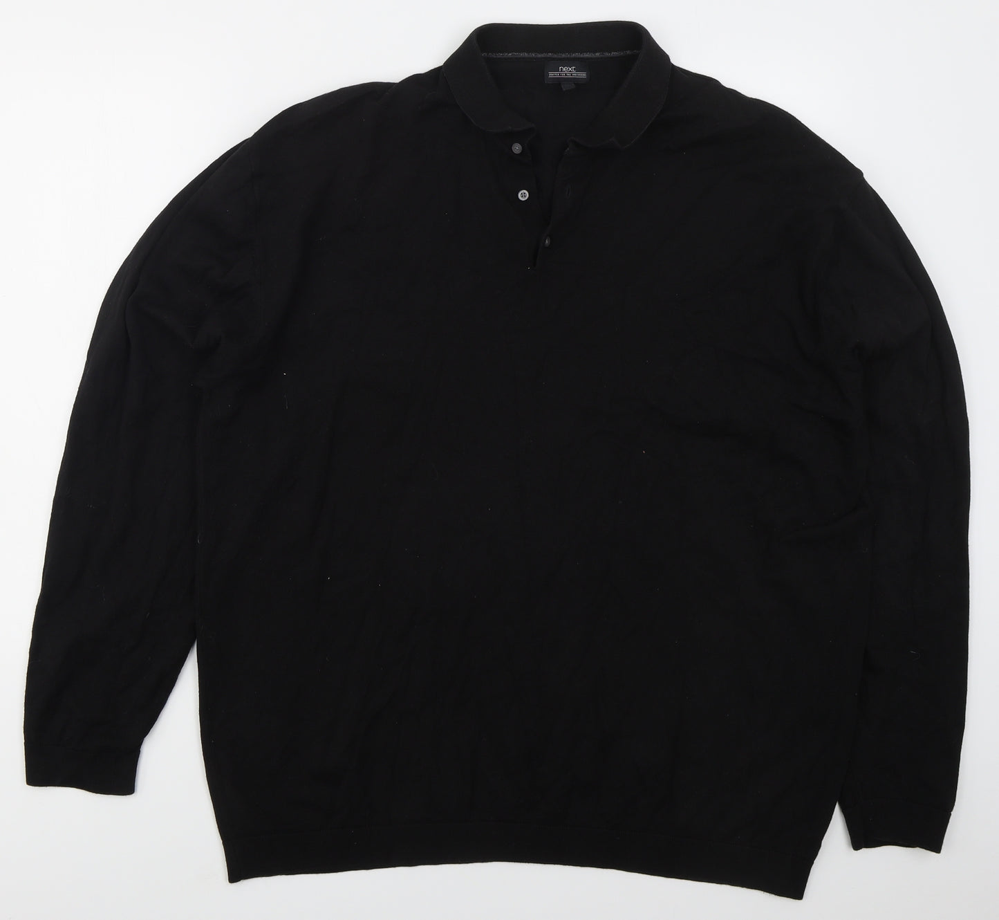 NEXT Mens Black  Cotton  Polo Size 3XL Collared Pullover