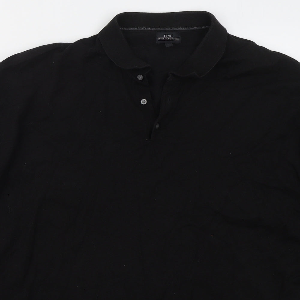NEXT Mens Black  Cotton  Polo Size 3XL Collared Pullover