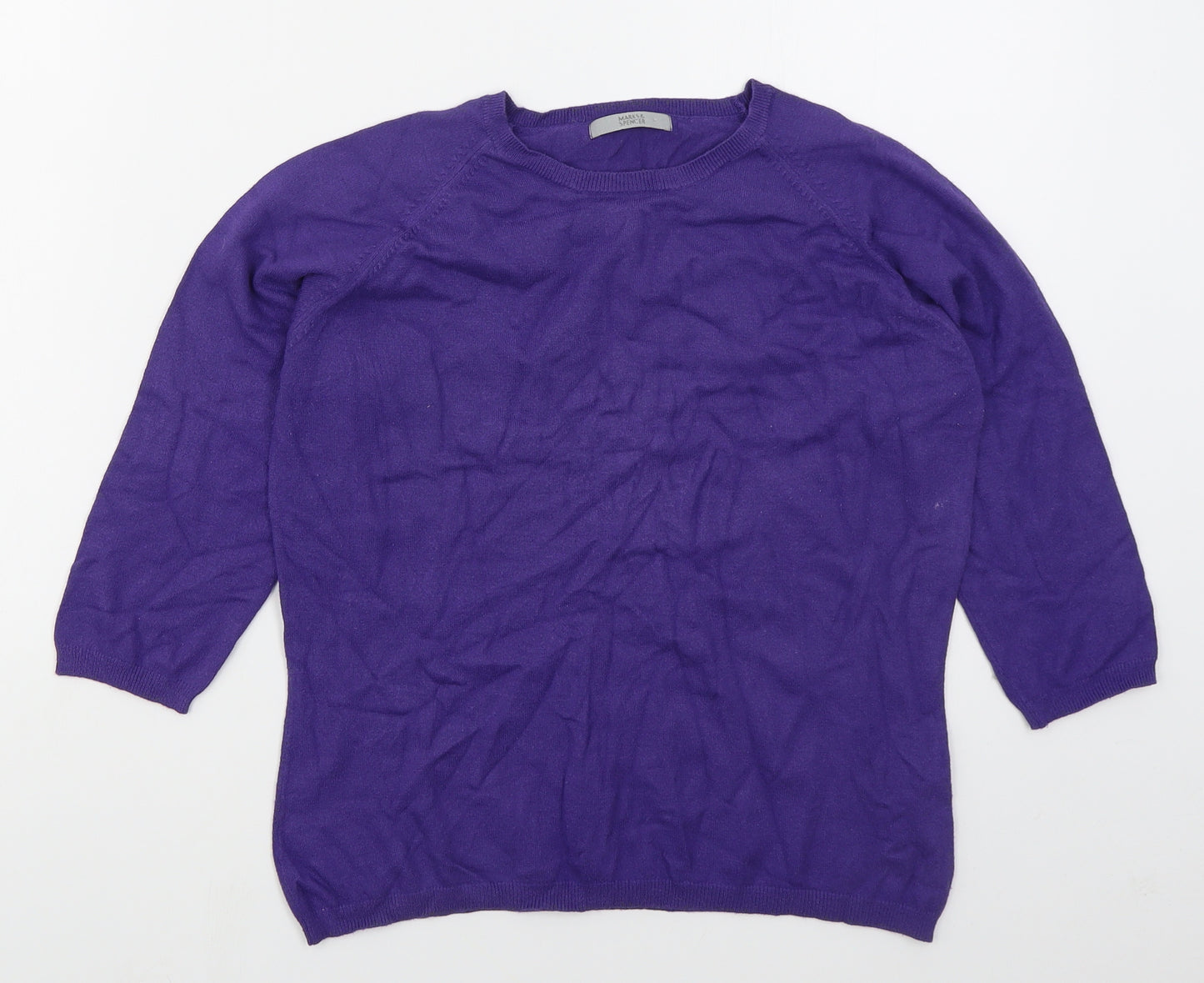 Marks and Spencer Womens Purple Crew Neck  Viscose Pullover Jumper Size 16