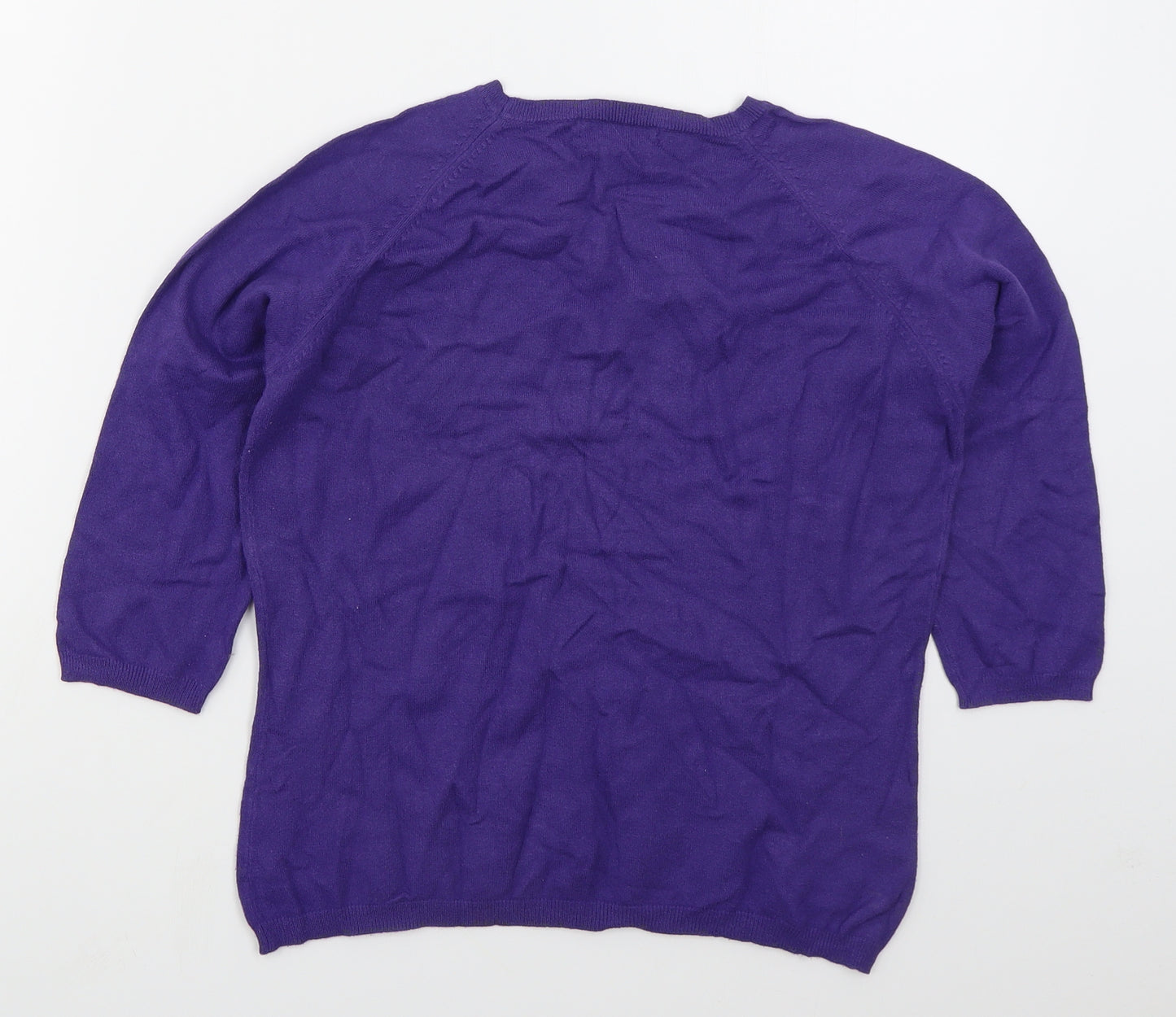 Marks and Spencer Womens Purple Crew Neck  Viscose Pullover Jumper Size 16