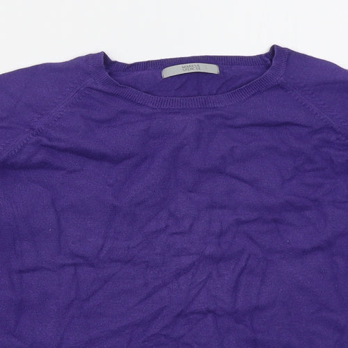 Marks and Spencer Womens Purple Crew Neck  Viscose Pullover Jumper Size 16