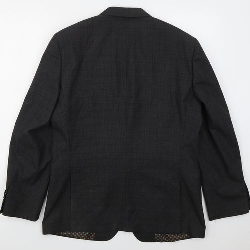 F&F Mens Grey Check Polyester Jacket Suit Jacket Size 42