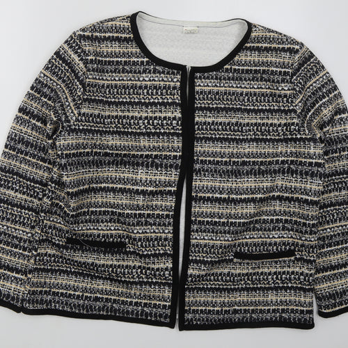 La Maison Du Jersey Womens Black Geometric  Jacket  Size 16  Hook & Eye - Beige