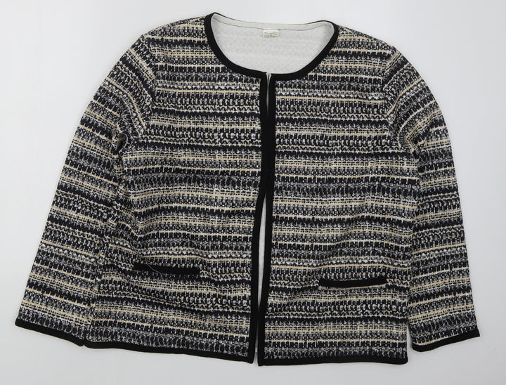 La Maison Du Jersey Womens Black Geometric  Jacket  Size 16  Hook & Eye - Beige